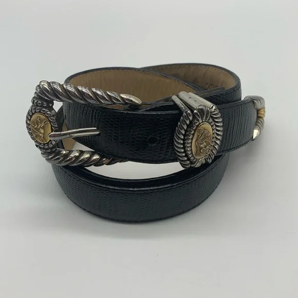 Vintage Brighton Museum Collection Belt Roman Coins Black Leather Sz Large FLAWS - Picture 1 of 16